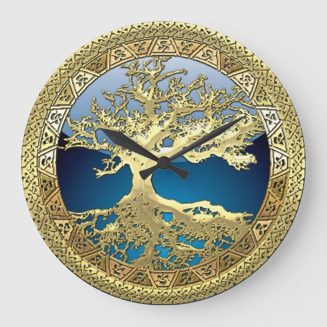 [35] Golden Celtic Tree of Life Large Clock (Front)