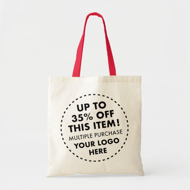 35% OFF Bulk Buy Discount Red Handles Custom Tote Bag (Front)