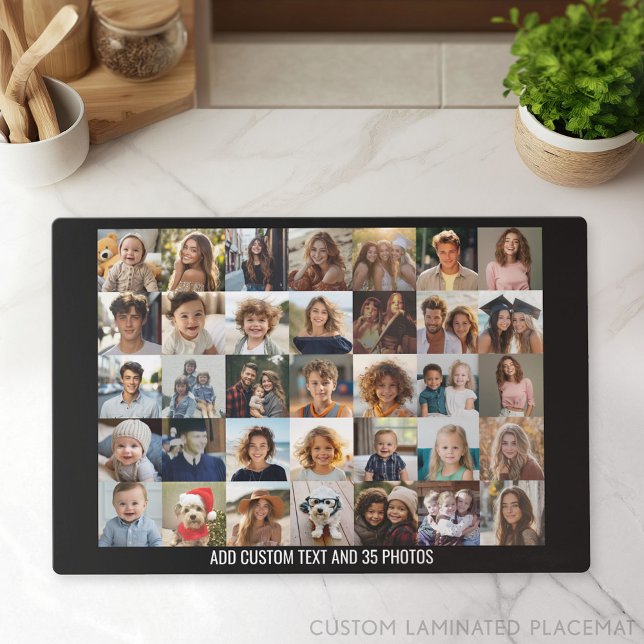 35 Photo Collage - 7 Across 4 Up Pics in Grid Placemat (Photo Collage Placemat)