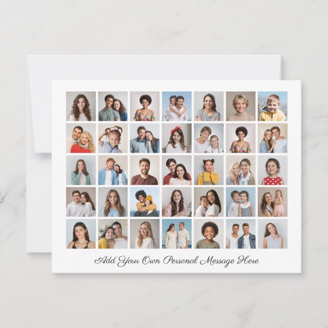 35 Photo Collage Add Your Own Greeting Flat Card (Front)
