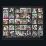 35 Photo Collage Grid - 2 Text boxes - black white Faux Canvas Print<br><div class="desc">Use 35 SQUARE photos to create a personal photo collage. This modern, clean layout includes a text block in a san serif font to add a family name or a name. The background color can be changed in the customize area. ***For best results for this multi photo layout - crop...</div>