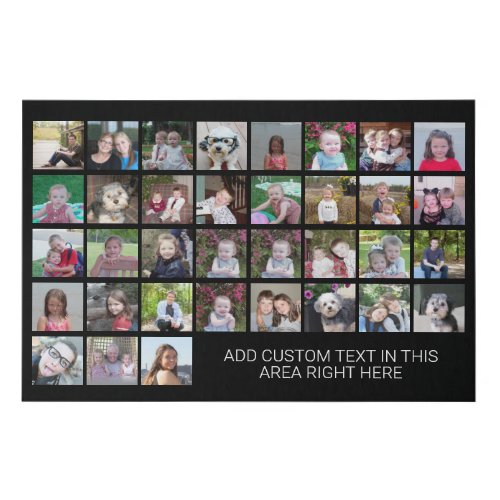 35 Photo Collage Grid with Text _ black white Faux Canvas Print