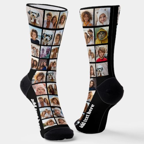 35 Photos _ pic grid all over with one line text Socks