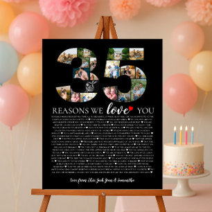 35 Reasons We Love You Photo Collage wedding Poster