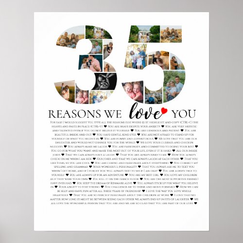 35 reasons why we love you birthday anniversary  poster