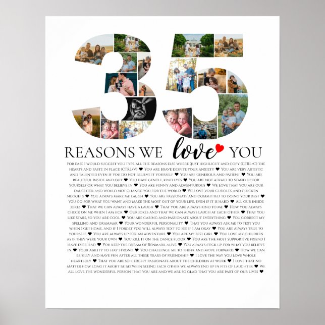 35 reasons why we love you birthday anniversary  poster (Front)