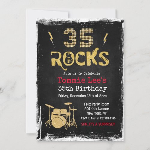 35 Rocks Rock Star Birthday Invitation