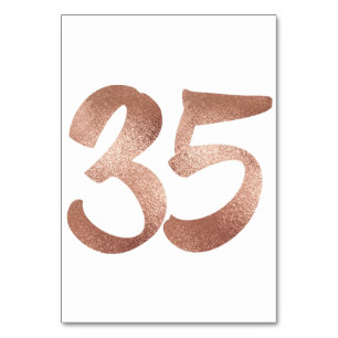 35 Table Number White Metallic Pink Rose Gold