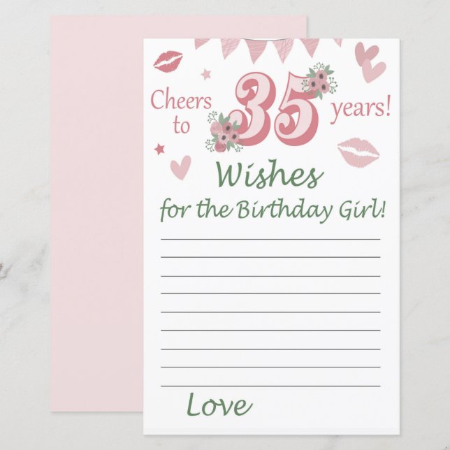 35 th birthday Wishes for the birthday girl (Front/Back)