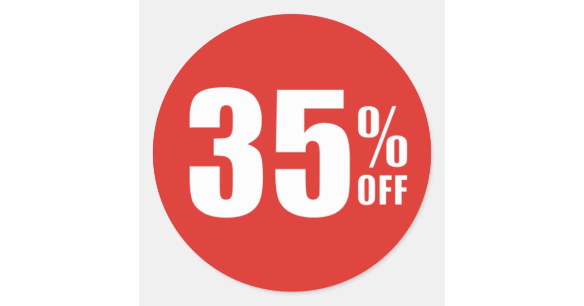35% Thirty Five Percent OFF Discount Sale Sticker | Zazzle