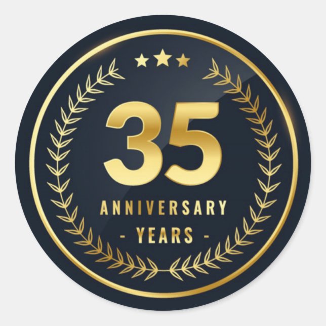 35 Year Anniversary Classic Round Sticker (Front)