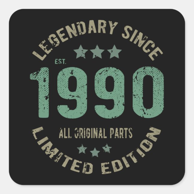 35 Year Old Bday 1990 Legend 35th Birthday Gift Square Sticker (Front)