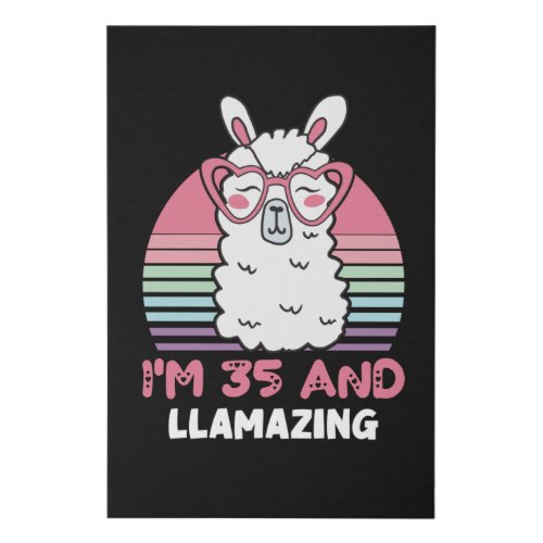 35 Year Old Bday Llamazing 35th Birthday Llama Faux Canvas Print