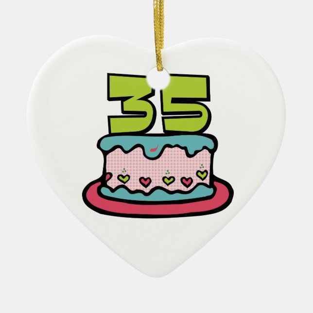 35 Year Old Birthday Cake Ceramic Ornament (Front)