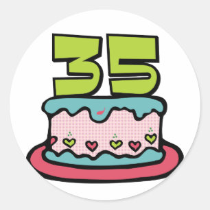 35 Year Old Birthday Cake Classic Round Sticker