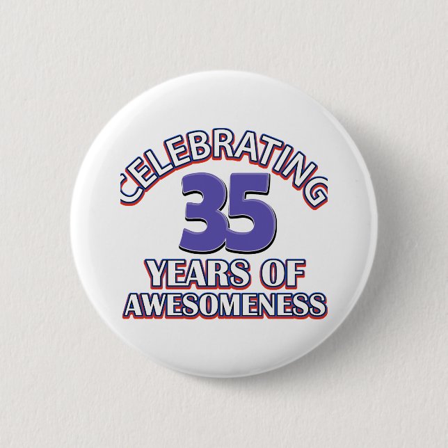 35 year old birthday designs and gifts button (Front)