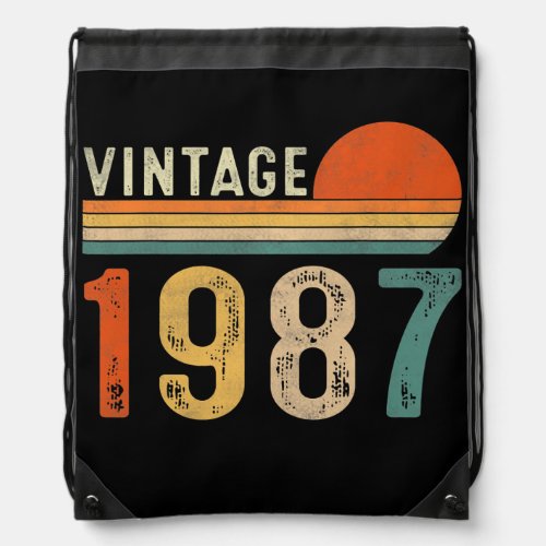 35 Year Old Gifts Men Women Vintage 1987 35th Drawstring Bag