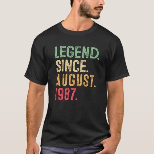 35 Year Old  Legend Since August 1987 35th Birthda T_Shirt