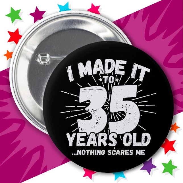 35 Year Old Sarcastic Meme Funny 35th Birthday Button (Creator Uploaded)