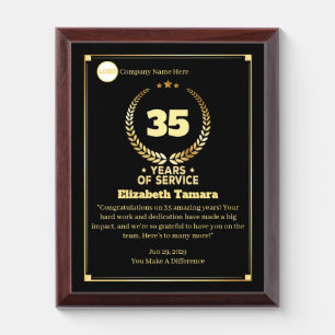35 Years Employee Anniversary Appreciation Message Award Plaque