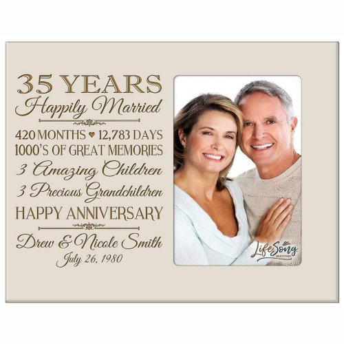 35 Years Happily Married Ivory Picture Frame