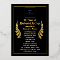 35 Years of Dedicated Service Award Custom Foil