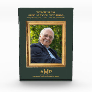 35 Years of Excellence Green Gold Monogram Photo Acrylic Award