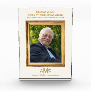 35 Years of Excellence White Gold Monogram Logo Acrylic Award