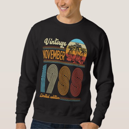 35 Years Old Birthday  Vintage November 1988 Women Sweatshirt