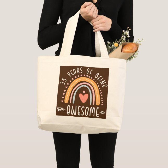 35 Years Old Girl Birthday 35th Being Awesome Large Tote Bag (Front (Product))