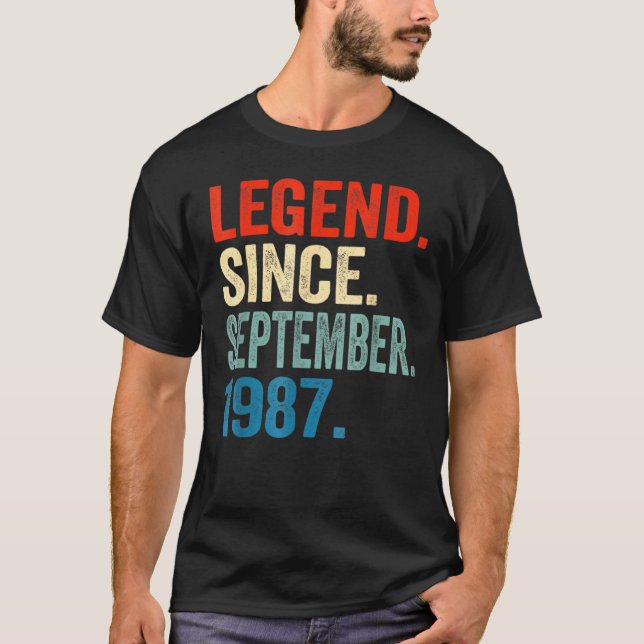 35 Years Old  Legend Since September 1987 35th Bir T-Shirt (Front)
