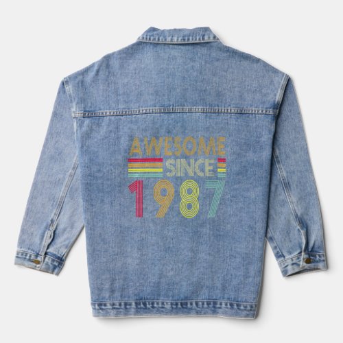 35 Years Old Retro Awesome 1987  Editon 35th Birth Denim Jacket