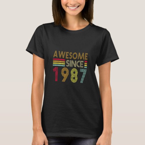 35 Years Old Retro Awesome 1987  Editon 35th Birth T_Shirt