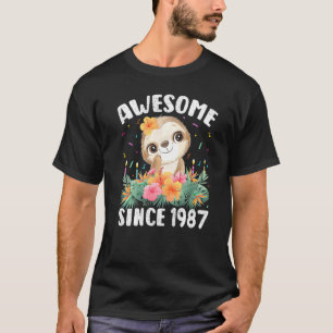 35 Years Old Sloth Lover Awesome Since 1987 35th B T-Shirt