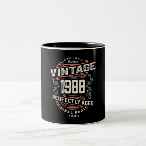 35 Years Old Vintage 1988 Man Myth Legend Two_Tone Coffee Mug