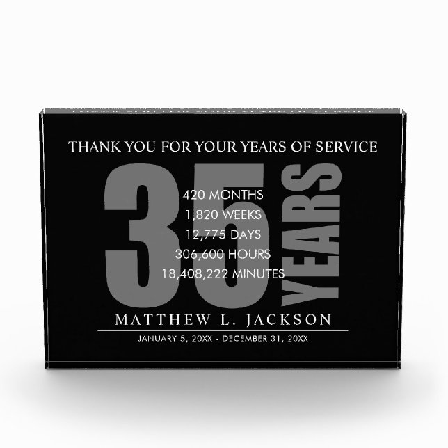 35 Years Retirement or Employedd Appreciation Gift (Front)