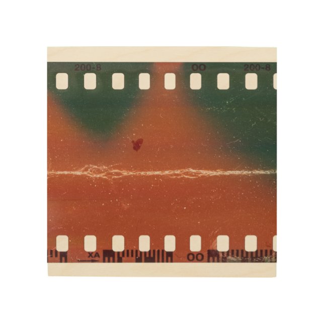 35mm filmstrip start, cool scratches. wood wall art (Front)