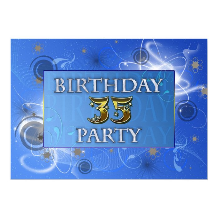 35th Abstract lights Birthday party invitation