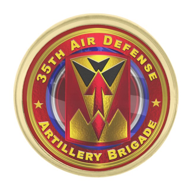 35th Air Defense Artillery Brigade  Gold Finish Lapel Pin (Front)