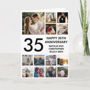 35th Anniversary 13 Photo Collage Black and White Card