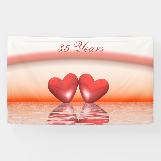 35th Anniversary Coral Hearts Banner (Horizontal)