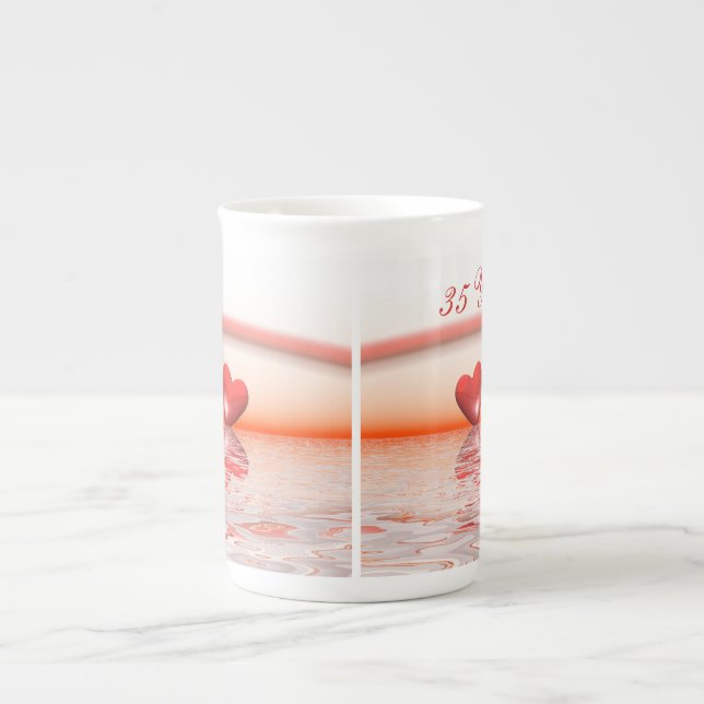 35th Anniversary Coral Hearts Bone China Mug (Front)