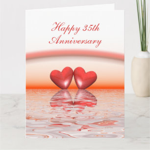 35th Anniversary Coral Hearts Card