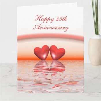 35th Anniversary Coral Hearts Card by Peerdrops at Zazzle
