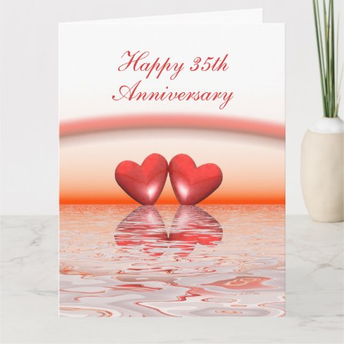 35th Anniversary Coral Hearts Card