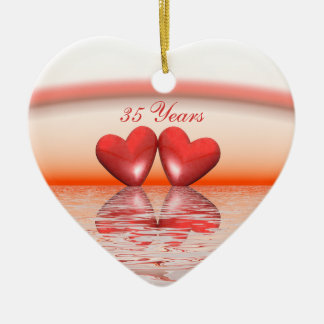 35th Anniversary Coral Hearts Ceramic Ornament