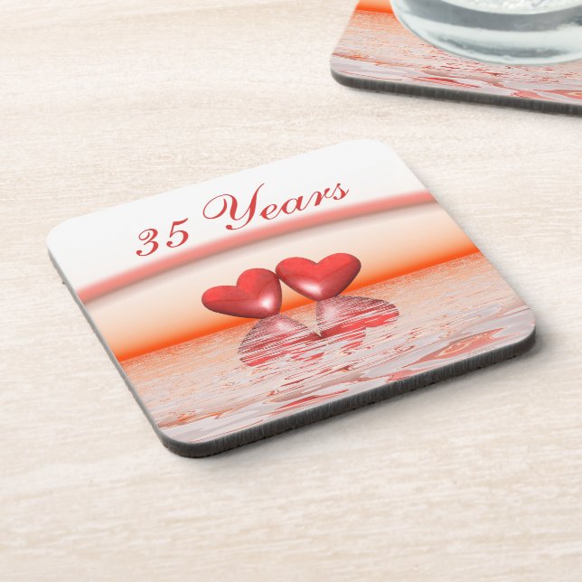 35th Anniversary Coral Hearts Coaster (Left Side)