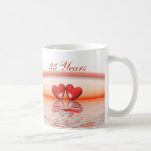 35th Anniversary Coral Hearts Coffee Mug