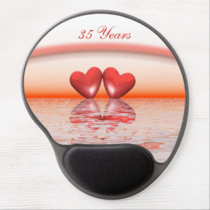 35th Anniversary Coral Hearts Gel Mouse Pad