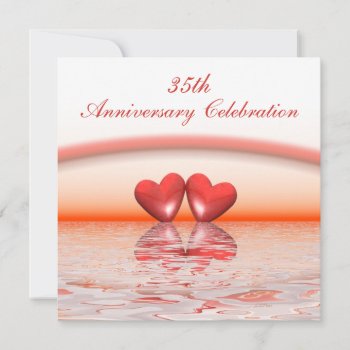 35th Anniversary Coral Hearts Invitation by xfinity7 at Zazzle